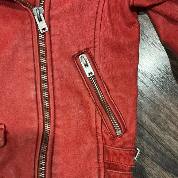 Red Ashville Lamb Leather Biker Jacket size 38 (size 6) - Picture 3 of 9